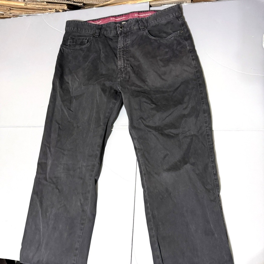 Ermenegildo Zegna Jeans Mens 35 36 36 Black Solid Italy Faded 100 Cotton Pants